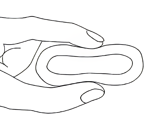 Comprimer RINGZA entre le pouce et l'index pour le rendre étroit